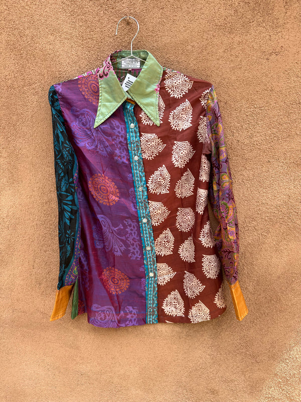 Colorful Indian Silk Blouse - 40