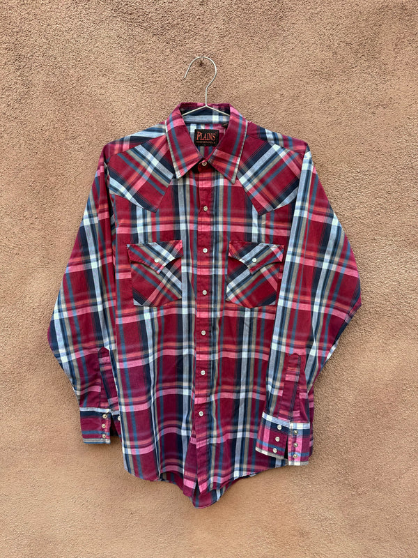 Red & Blue with White Plaid Western Shirt - Plains