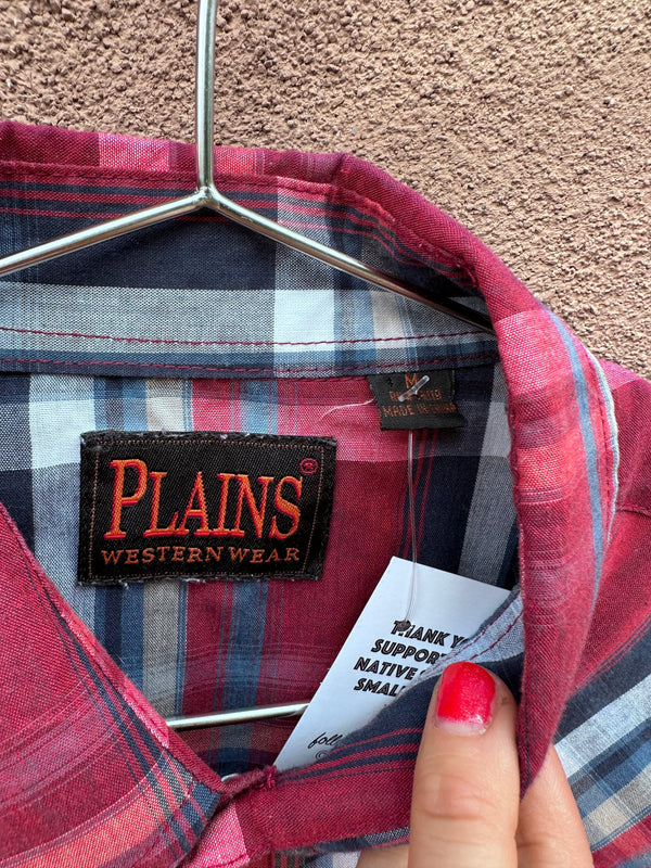 Red & Blue with White Plaid Western Shirt - Plains