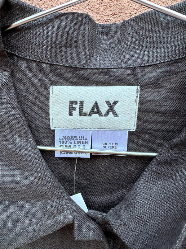 Black Linen Long Sleeve Blouse - Flax