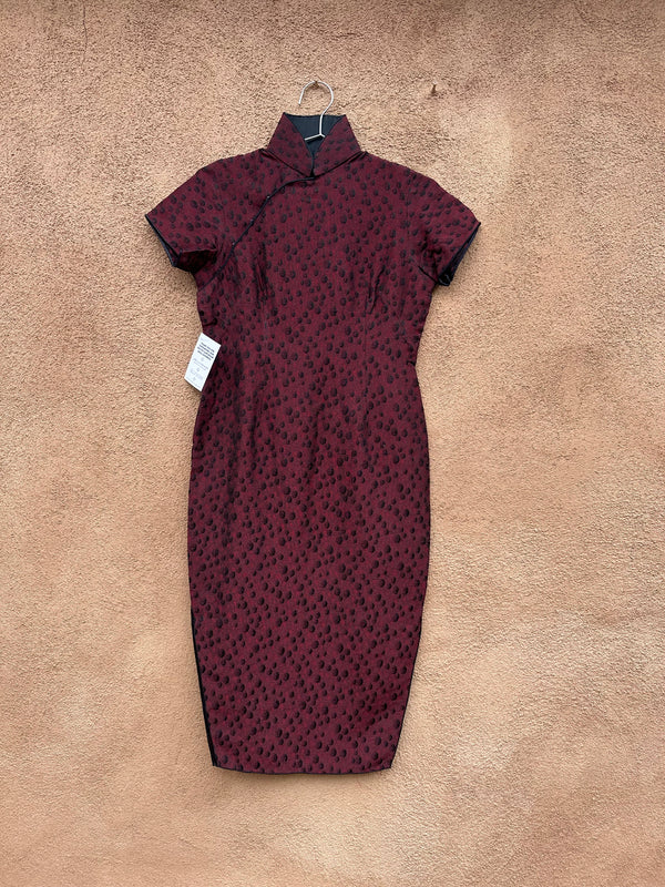 Maroon and Black Qipao Dress - 1950's