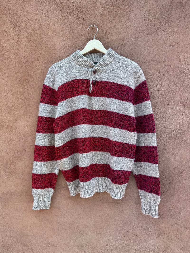 Red & Tan Wool Blend Henley Sweater - High Sierra - as is