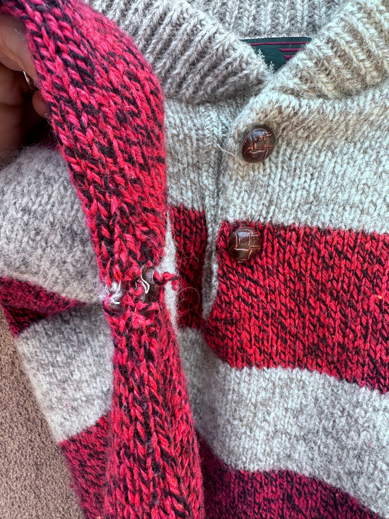 Red & Tan Wool Blend Henley Sweater - High Sierra - as is