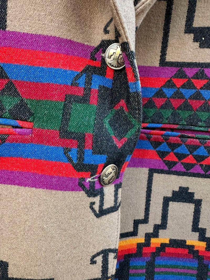Pendleton Southwest Pattern Jacket with Thunderbird Conchos, Made in USA