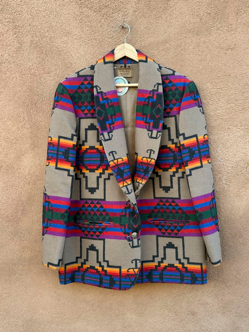 Pendleton Southwest Pattern Jacket with Thunderbird Conchos, Made in USA