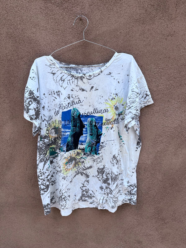 Easter Island T-shirt with Sunflowers