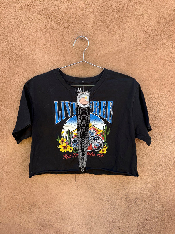 New Upcycled Bead Chain "Live Free" T-shirt