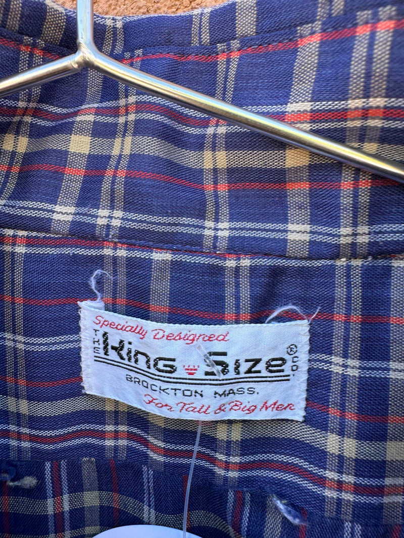 1970's The King Size Plaid Short Sleeve Shirt