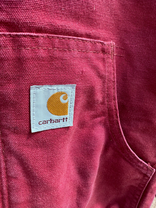 Flannel Lined Raspberry Carhartt Duck Canvas Jacket