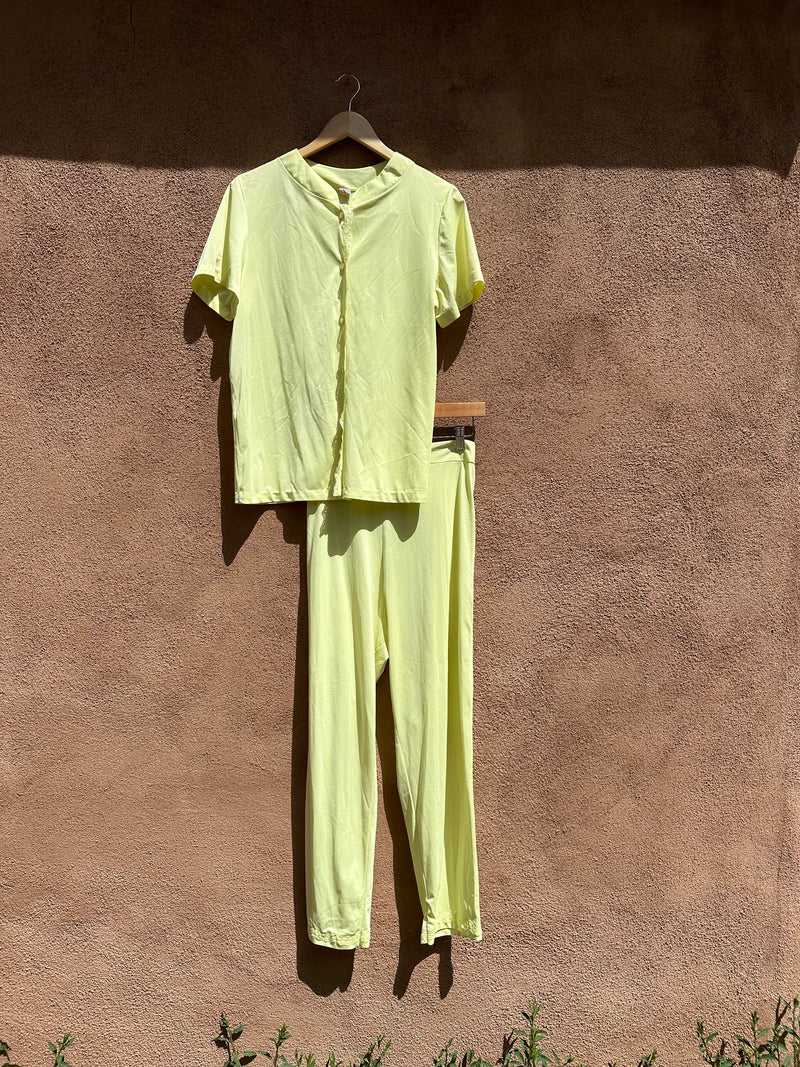 Two-Piece Pastel Yellow Pajama Top and Pants by Sears