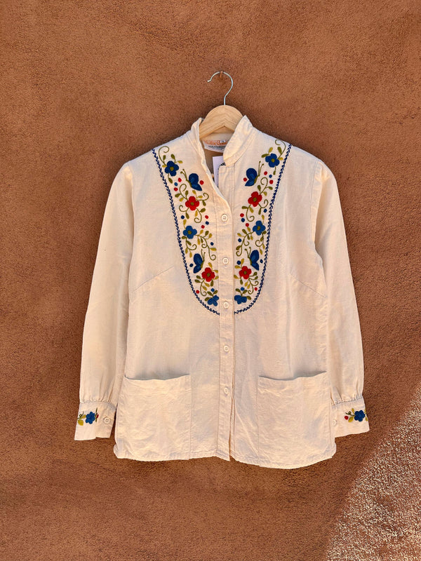 1960's Hand Embroidered Mexican Blouse by Helen Cerda