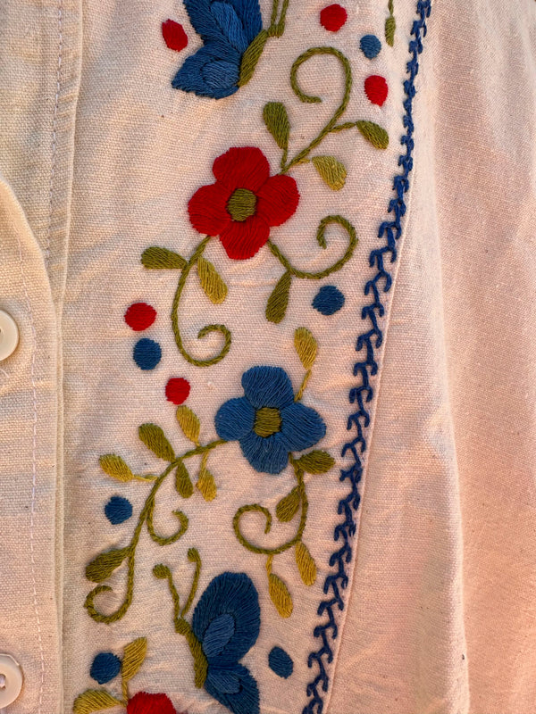 1960's Hand Embroidered Mexican Blouse by Helen Cerda