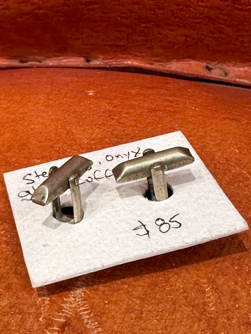 Sterling, Onyx, Glass Cufflinks (on hold)