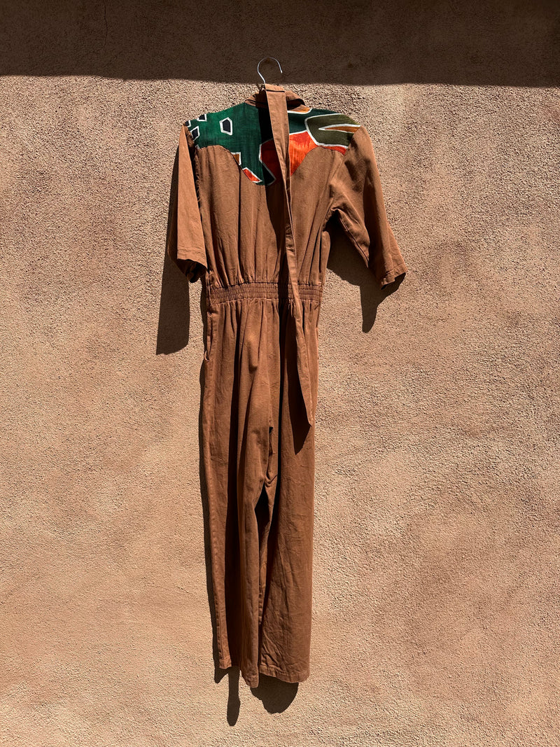 D.Frank Brown Pantsuit with Beads and Fringe