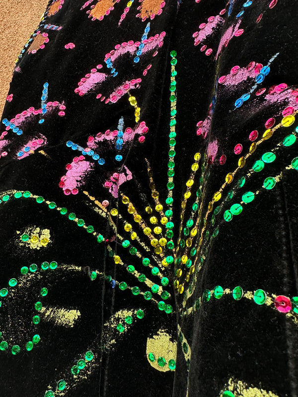 1950’s Velveteen Hand Painted Mexican Outfit with Sequins