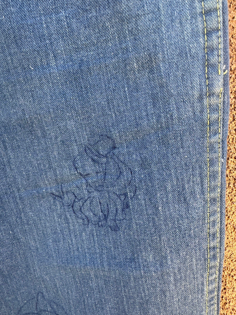 Embroidered Rainbow Bell Bottom Jeans, Waist: 26