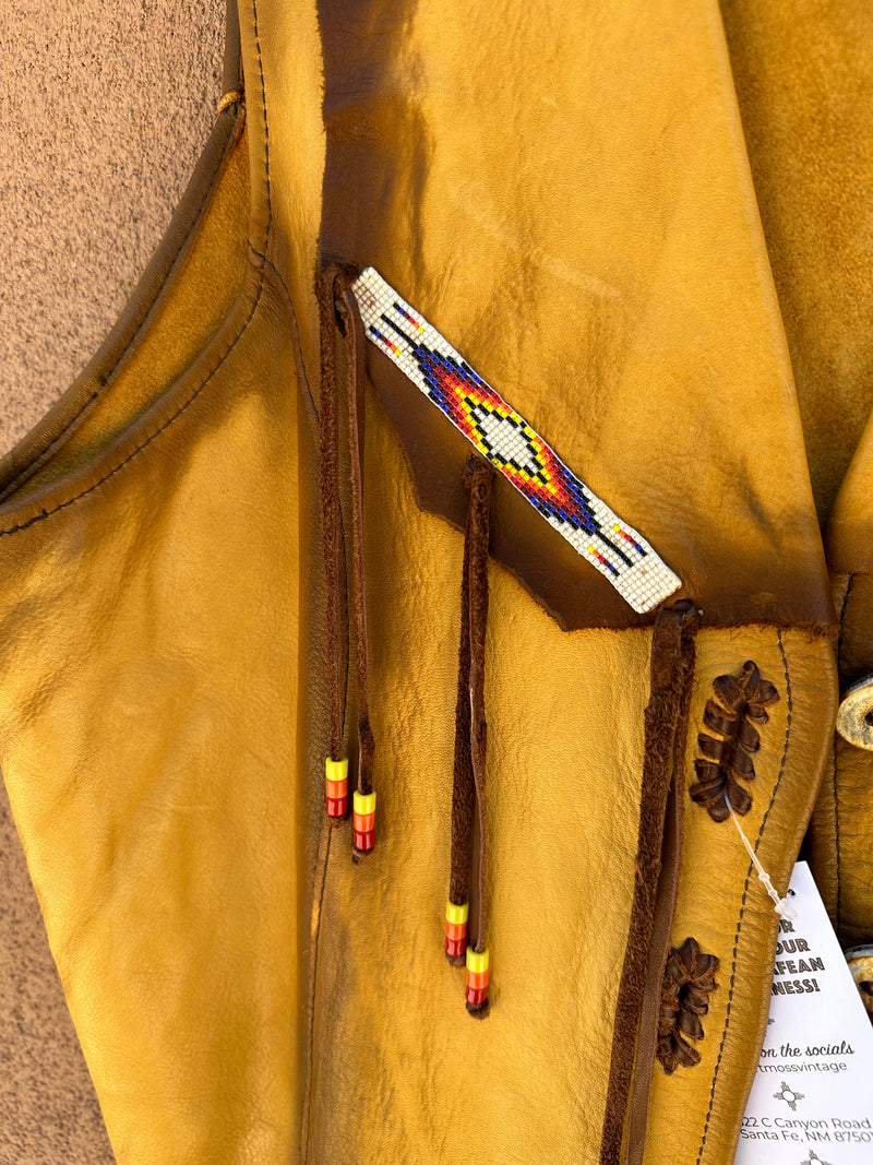 1970's Buckskin Vest w/Antler Button - Dine YLA