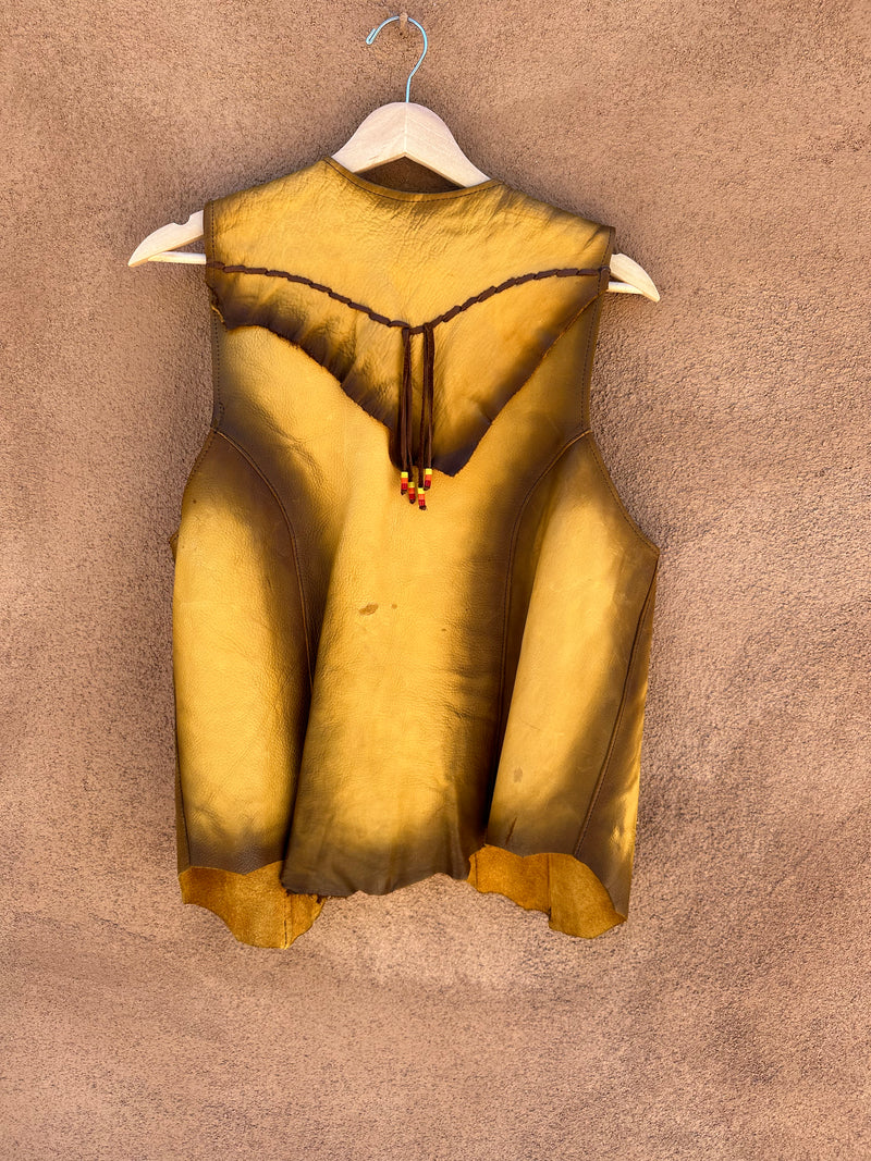 1970's Buckskin Vest w/Antler Button - Dine YLA