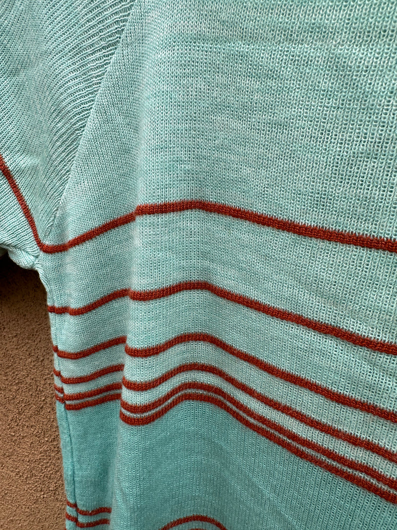 Seafoam and Red Striped Top