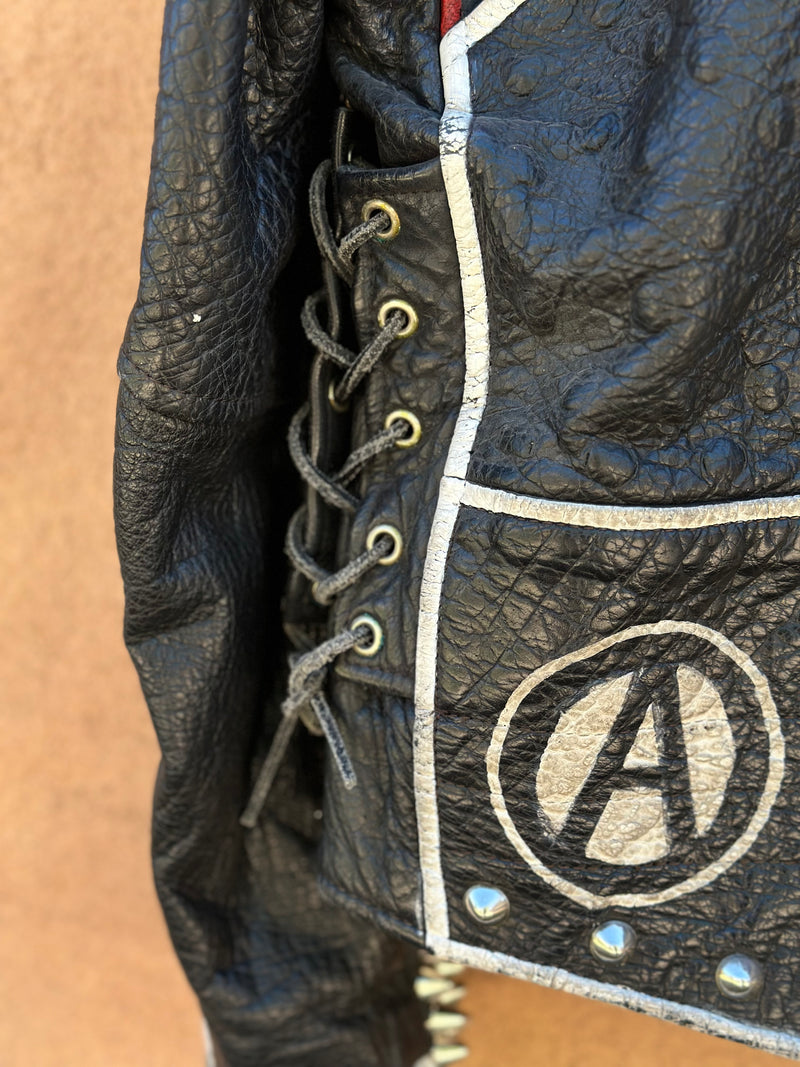 Hand Painted Multi-Punk Band Studded Leather Jacket
