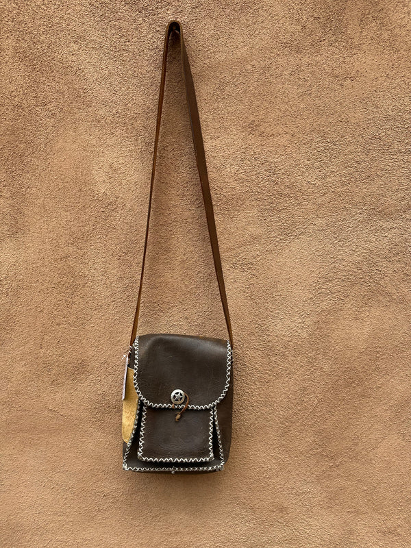 One of a Kind Leather Purse with Star Button