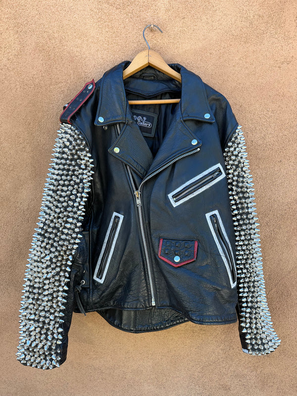 Hand Painted Multi-Punk Band Studded Leather Jacket