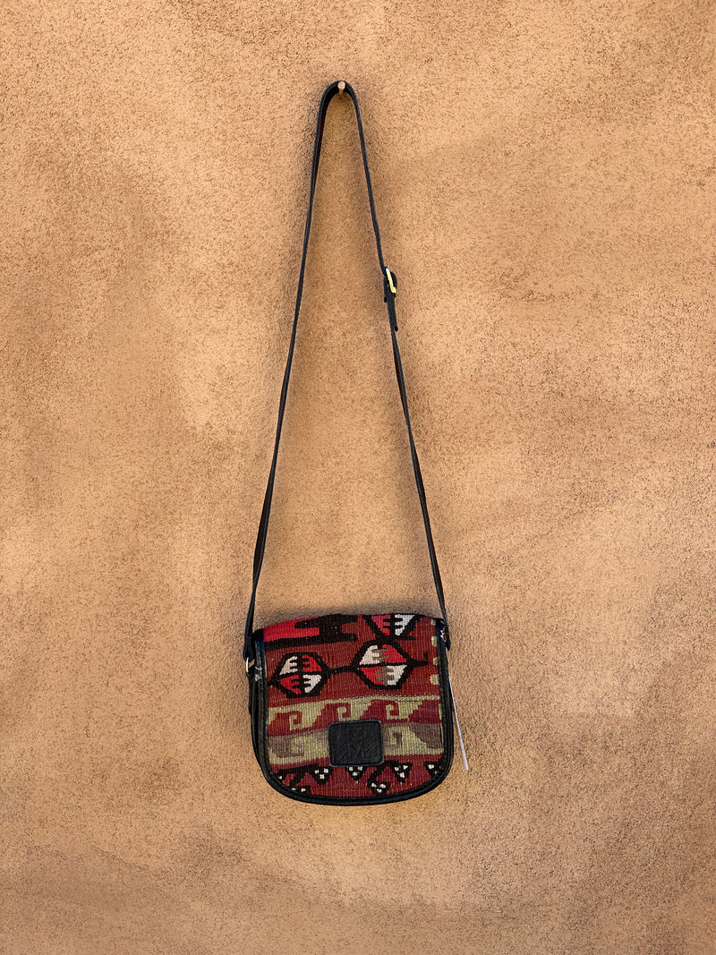 Small Kilim and Leather Purse by EM - As is