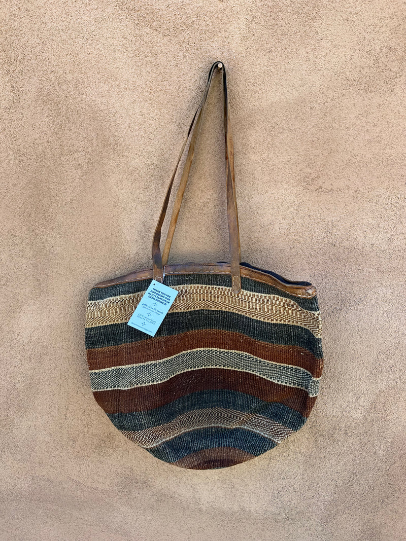 Amazing Earth Tone Jute and Leather Tote