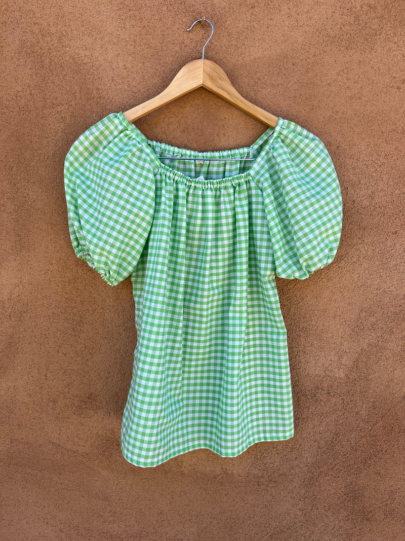 Green and White Gingham Cottage Chic Top and Skirt