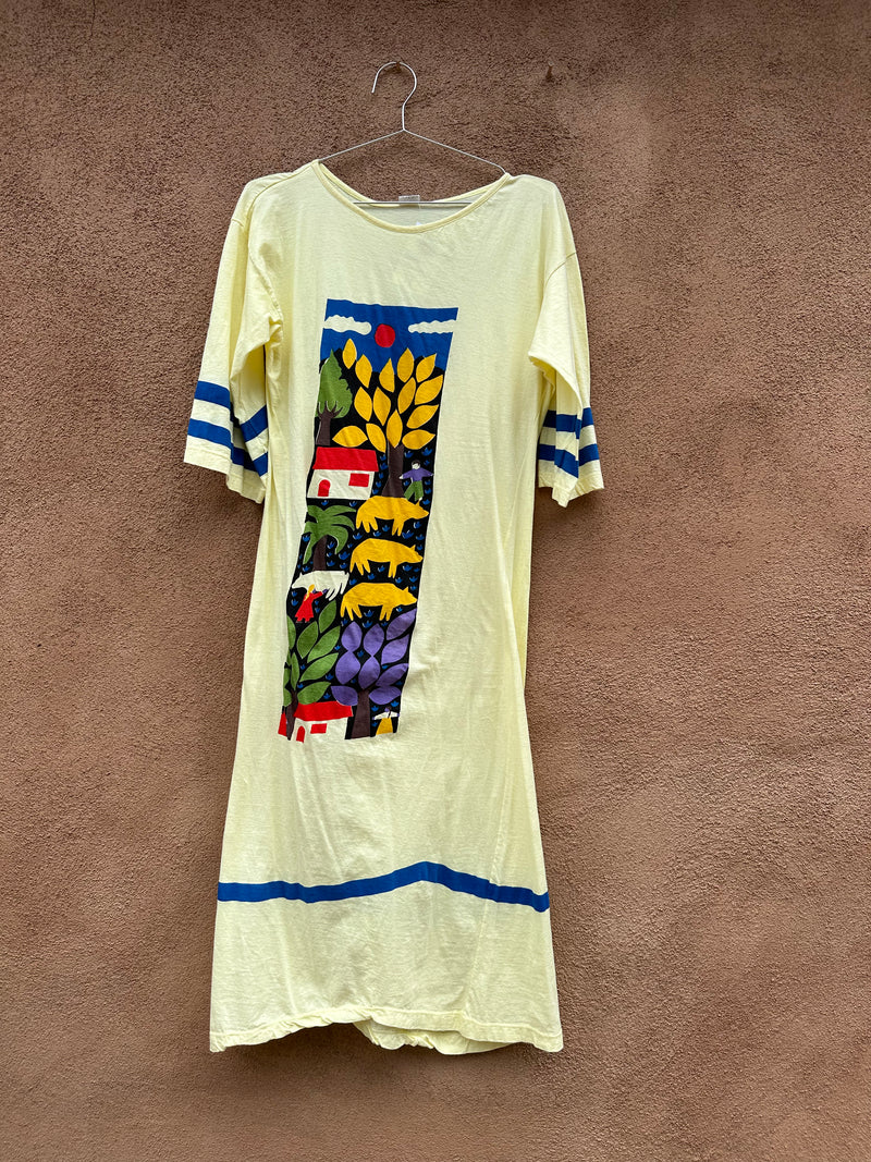 Peruvian Print Yellow T-shirt Dress