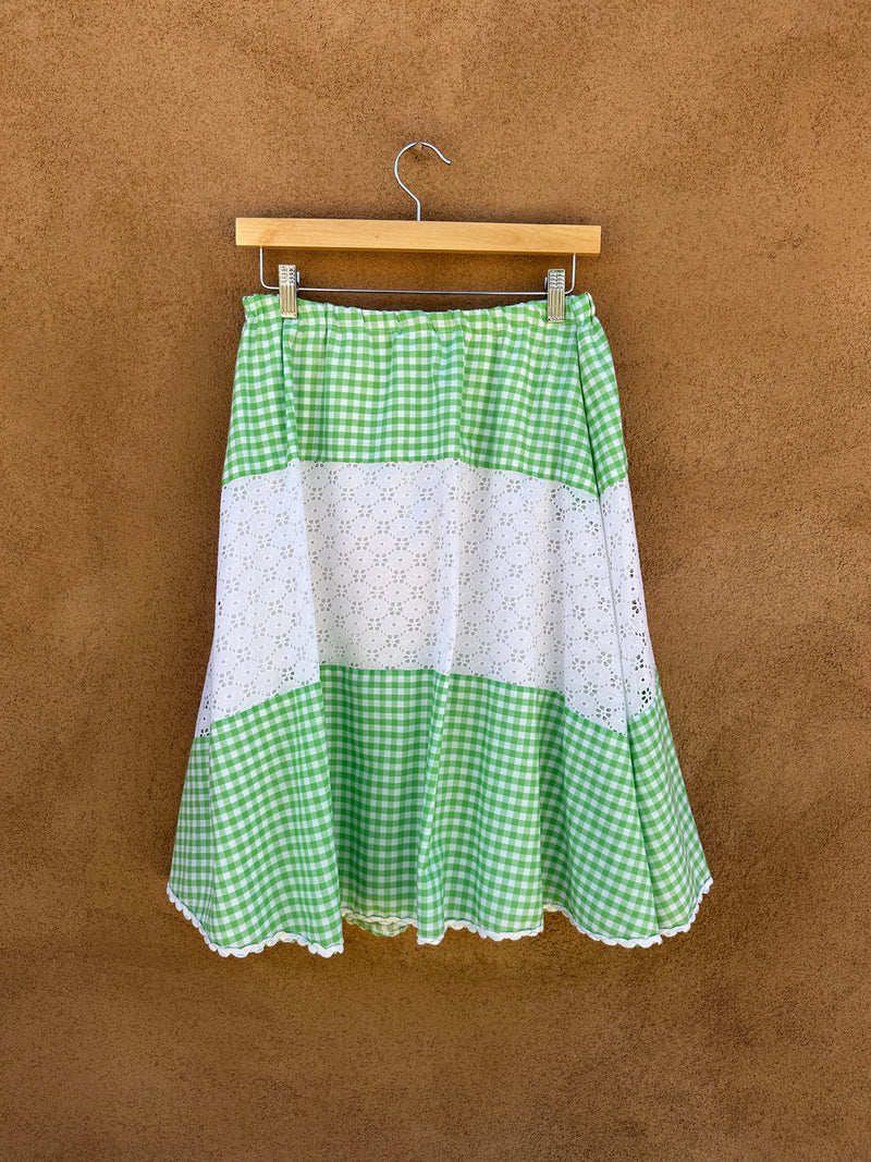 Green and White Gingham Cottage Chic Top and Skirt