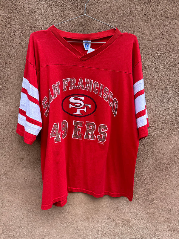 1992 San Francisco 49ers T-Shirt by Logo 7 - Sport Striped Sleeves