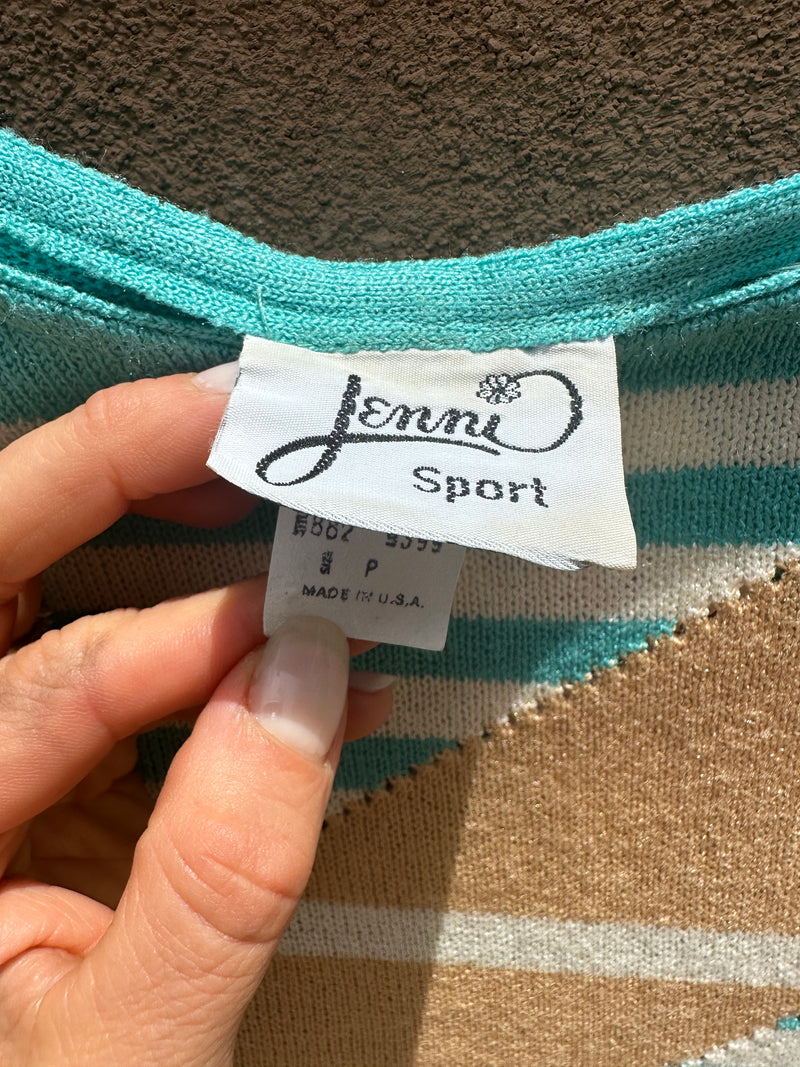 70's Jenni Sport Short Sleeve Retro Shirt Sweater