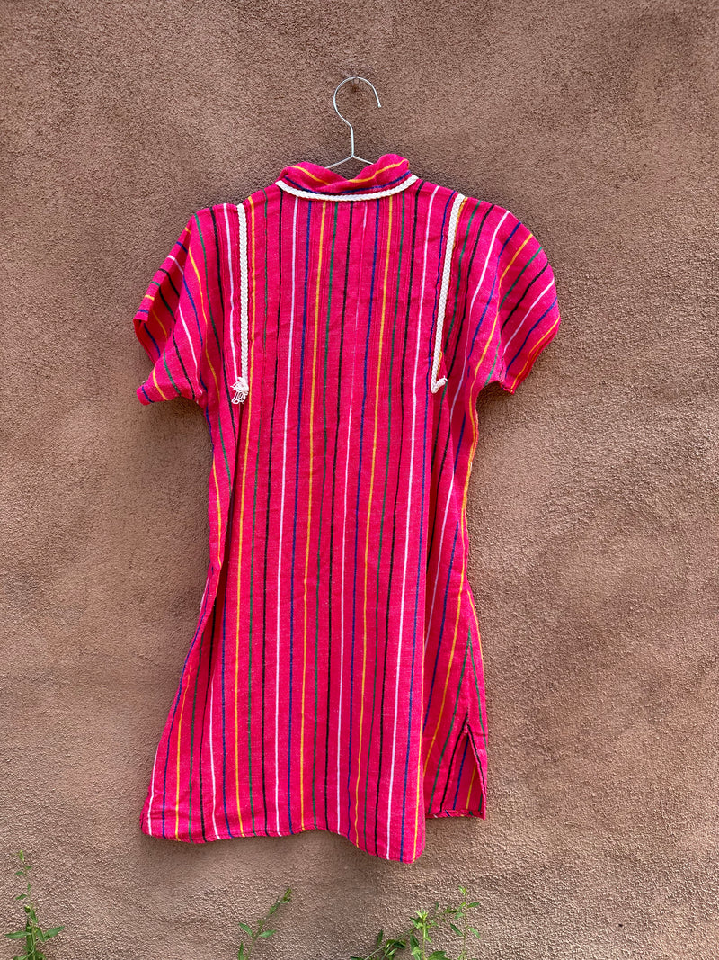 Pink Mexican Striped Summer Dress