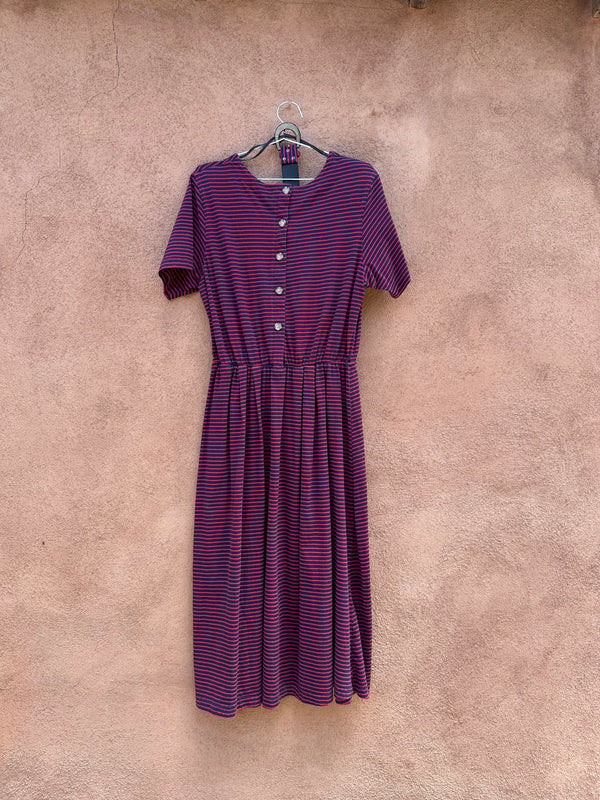 Herman Geist Navy and Red Striped Dress - XL