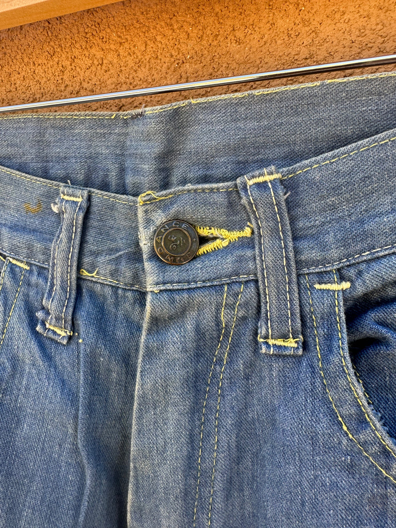 Embroidered Rainbow Bell Bottom Jeans, Waist: 26