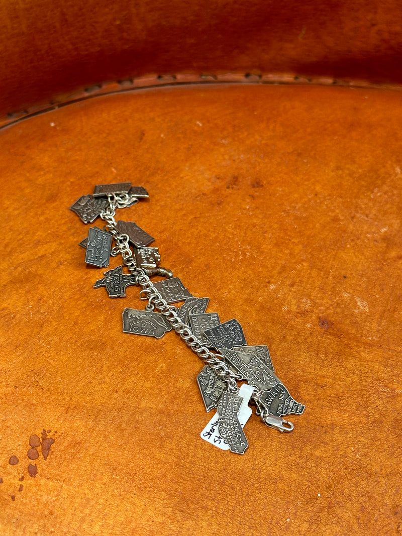 Sterling Silver State Charm Bracelet