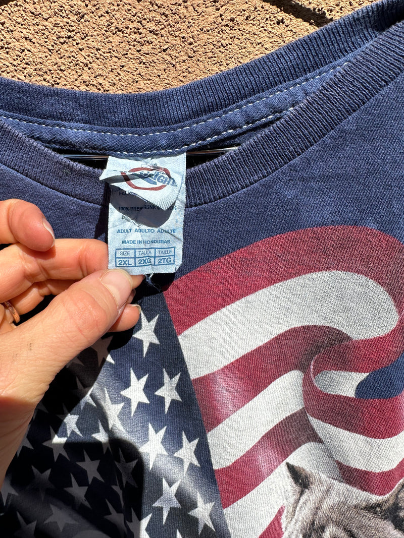 Gray Wolves with American Flag T-shirt