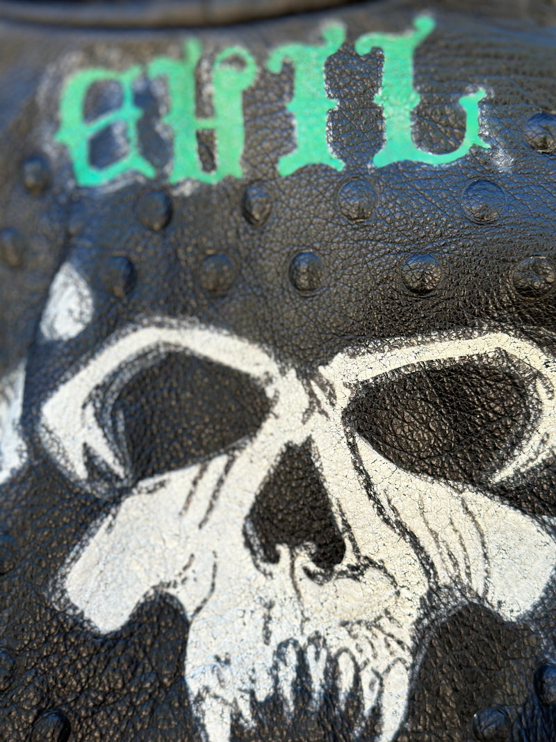 Hand Painted Multi-Punk Band Studded Leather Jacket