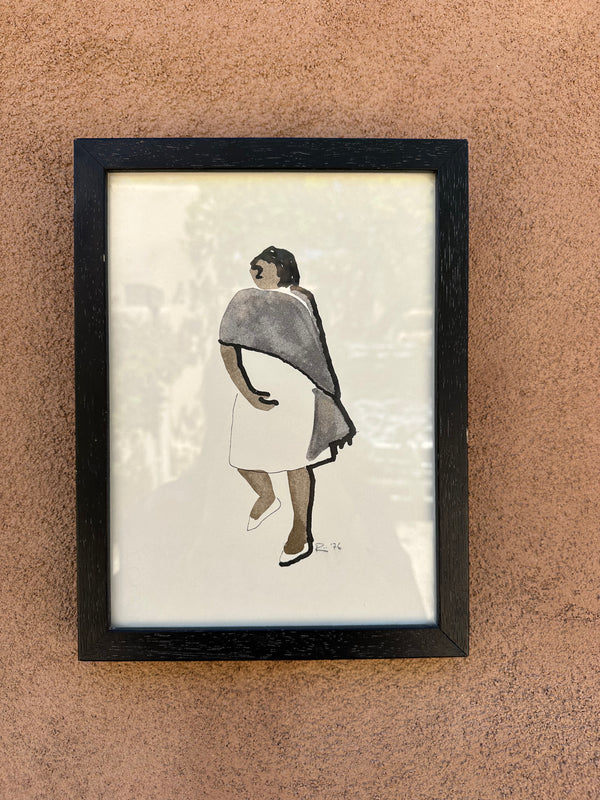 "Mujer Caminando" Ink Drawing 1976 by RINI