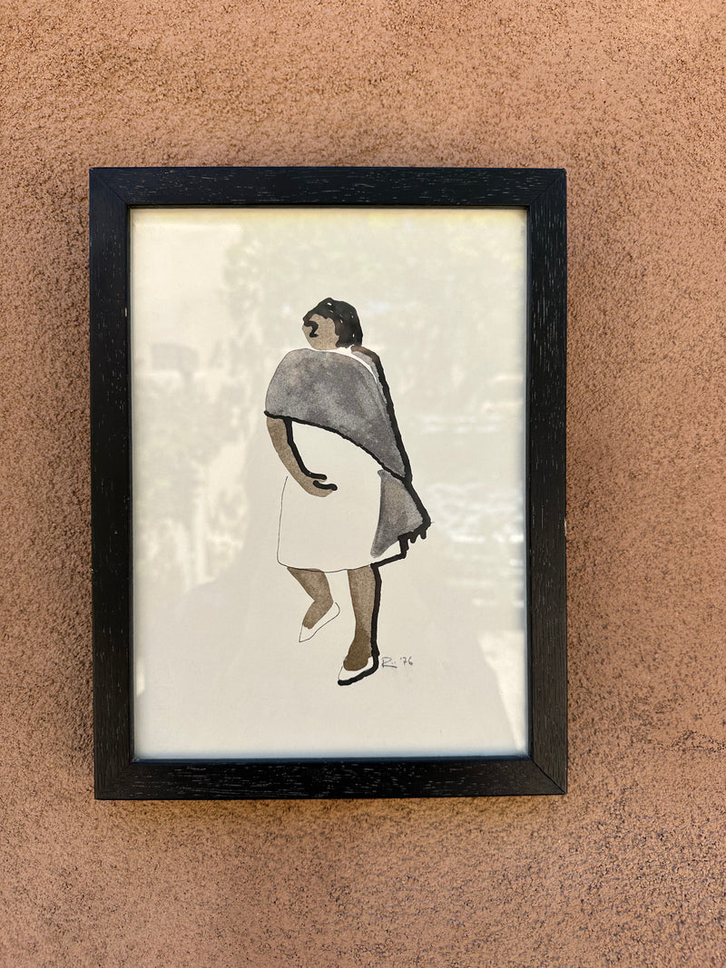 "Mujer Caminando" Ink Drawing 1976 by RINI
