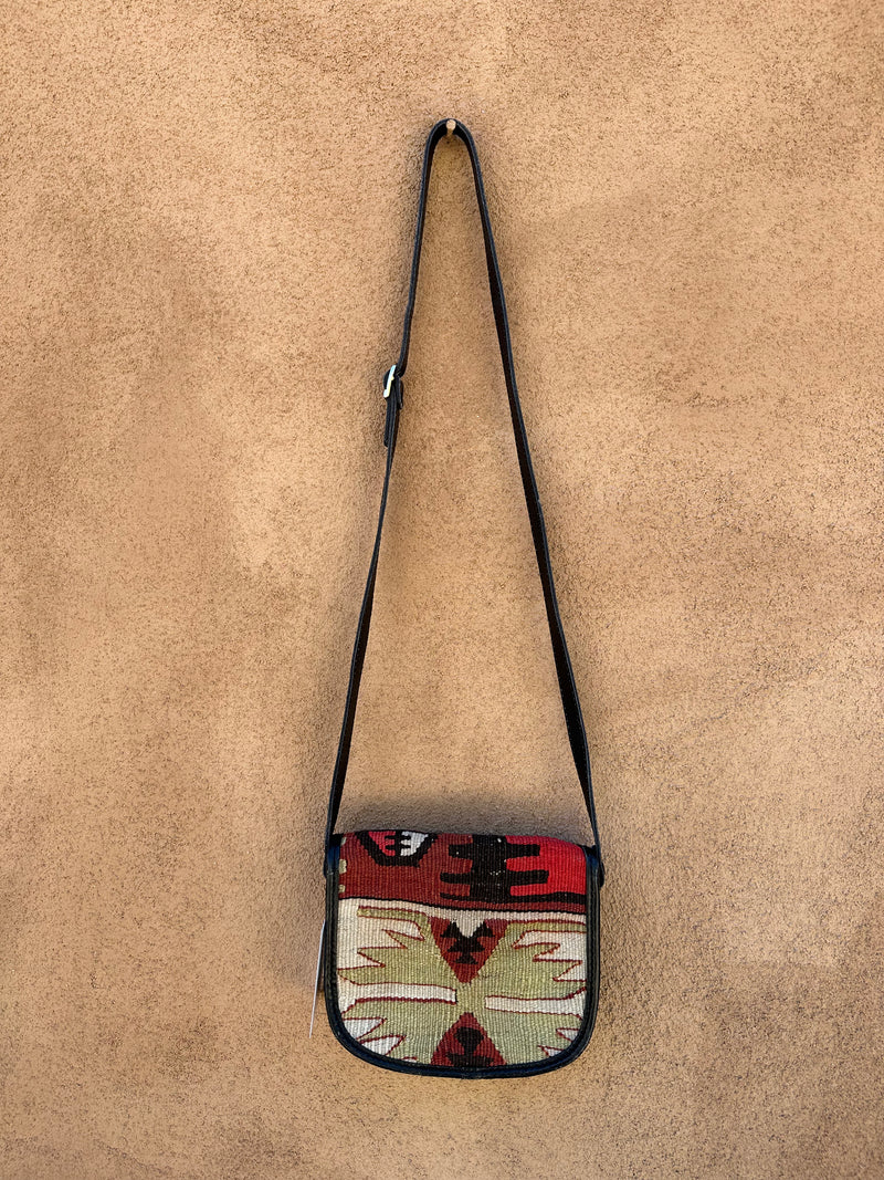 Small Kilim and Leather Purse by EM - As is