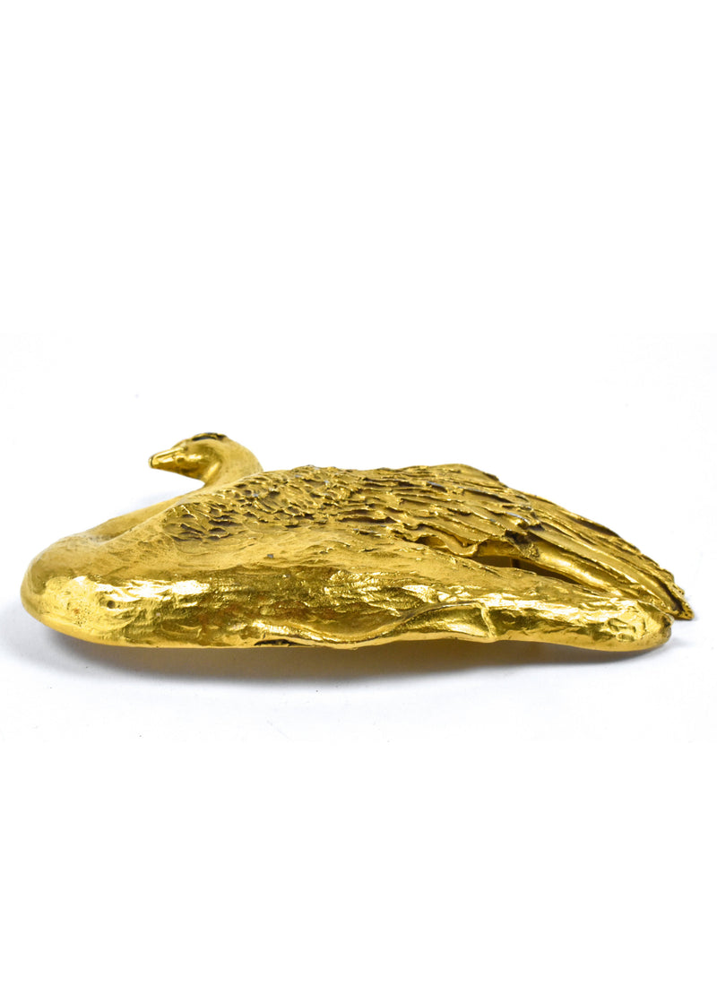1983 Christoper Ross Swan Belt Buckle in 24 Karat Gold