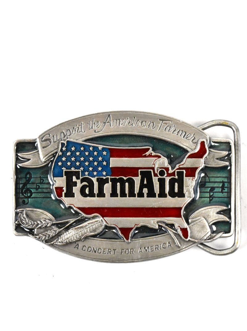 Vintage Original 1985 Farm Aid Belt Buckle by Siskiyou Buckle Company, Made in the USA