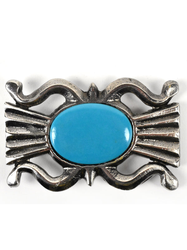 Vintage 1974 Concho Belt Buckle with Blue Center Stone by James Lind - Wyoming Studio Art Works