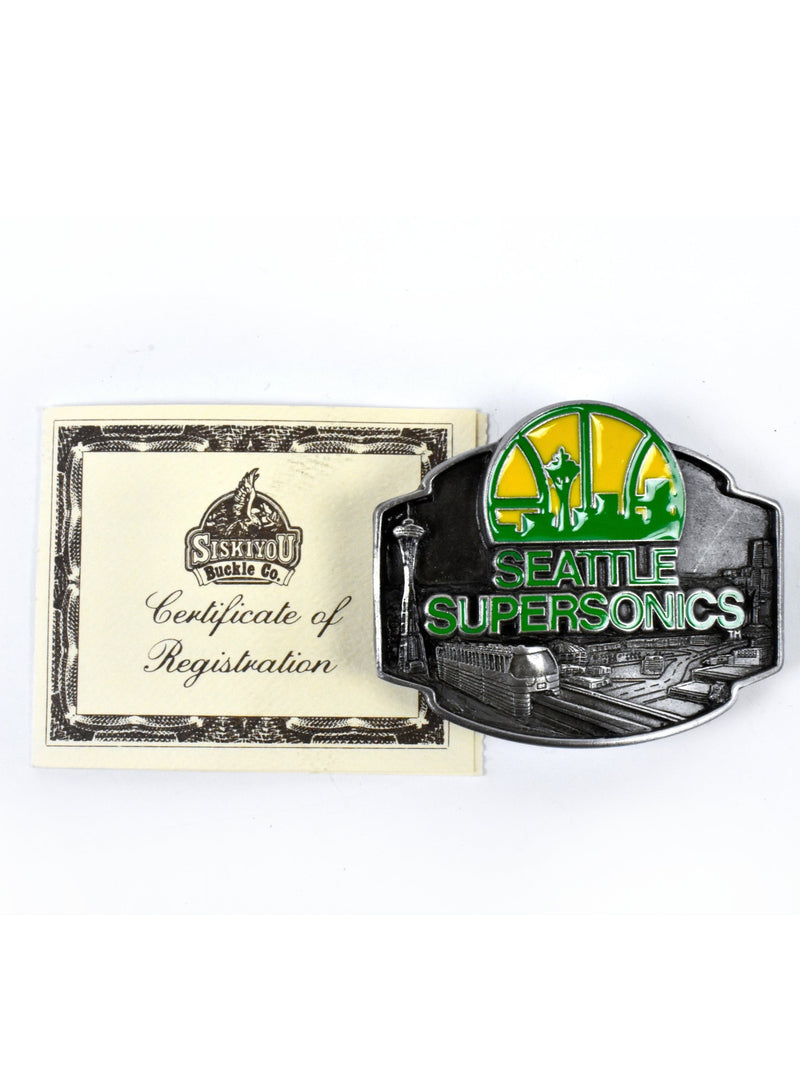 Vintage 1989 Seattle Supersonics Belt Buckle by Siskiyou Buckle Company, Made in the USA