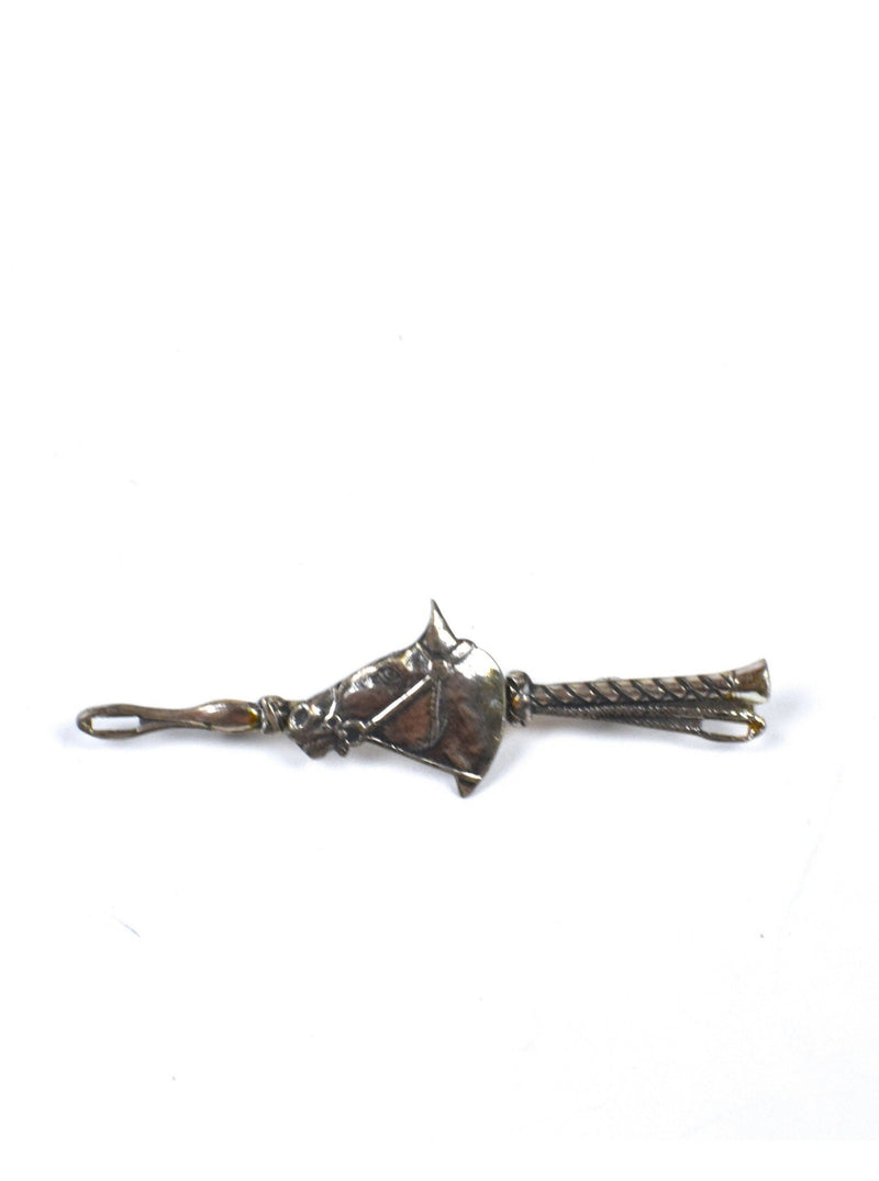 Sterling Silver Horse and Riding Crop Brooch Pin