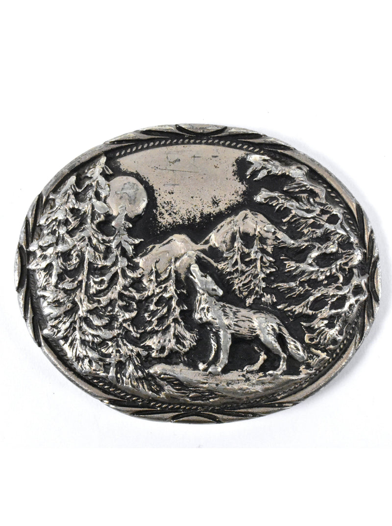 Vintage Howling Wolf Belt Buckle - Handcrafted in the USA