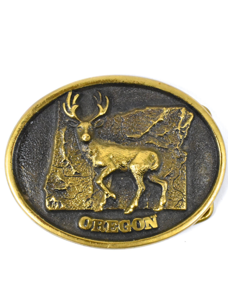 1978 OREGON Buckle with Buck by the Ben Franklin Mint - 100% Brass