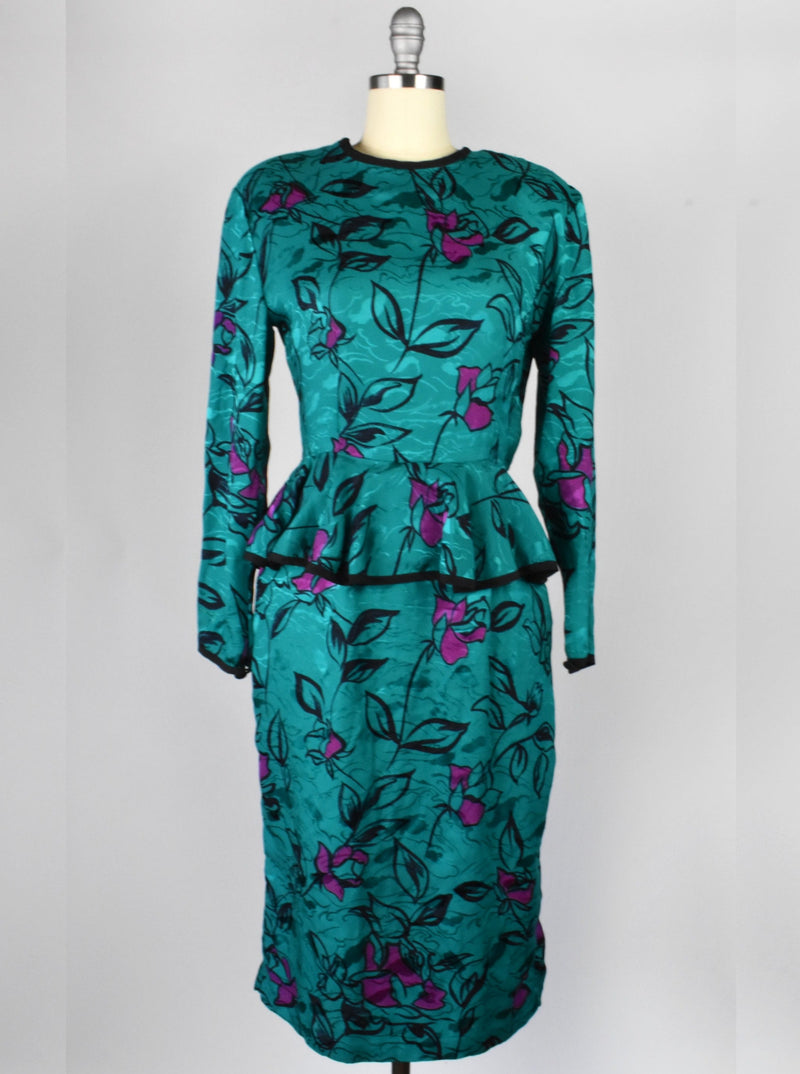 jack mulqueen silk dress 80s Vintage Jack Mulqueen Silk Collared Dress in Leopard Print With Ruched Waist & Tulip Hem 1980s Designer